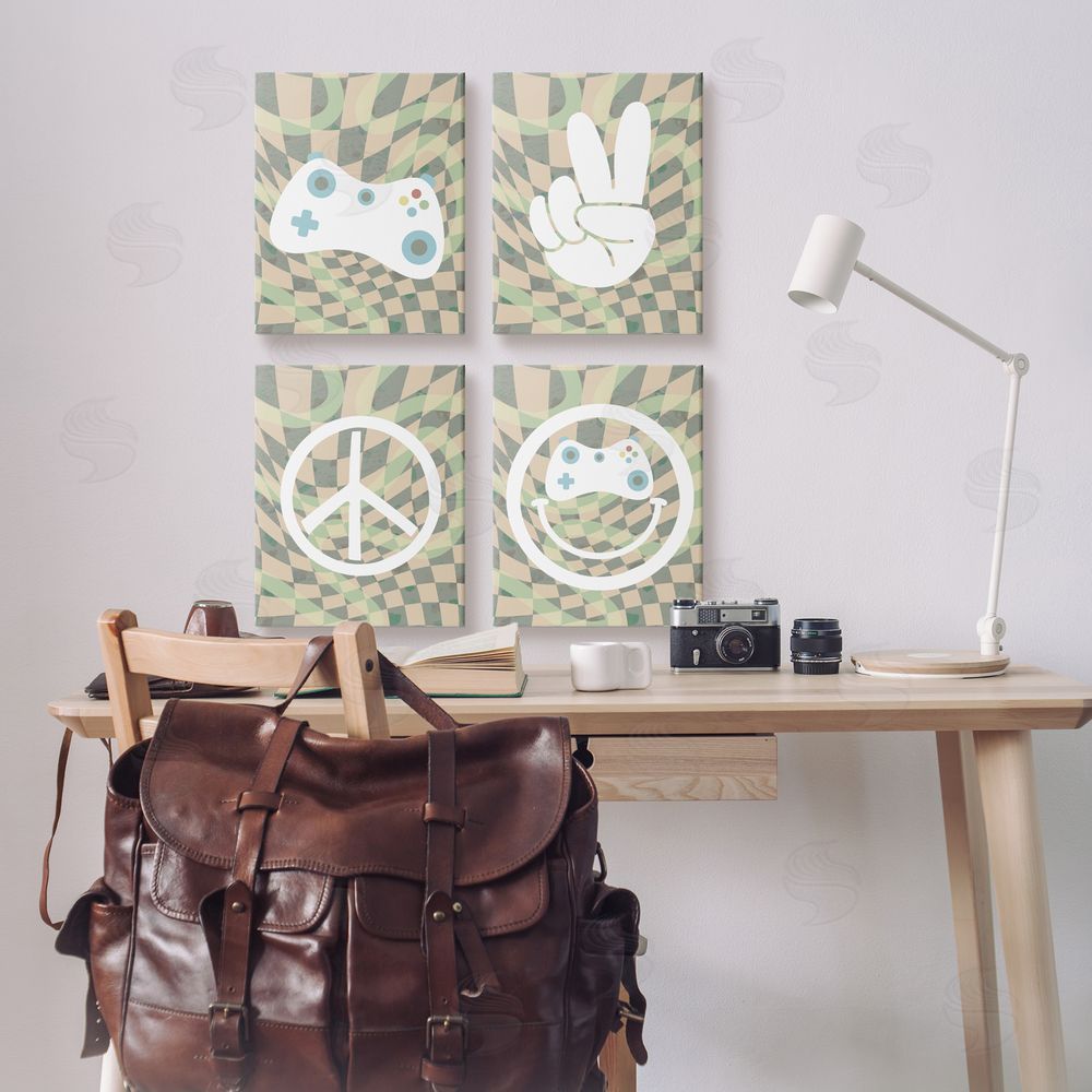 Stupell Studio Retro Video Gaming Symbols Canvas Wall Art Print in Room