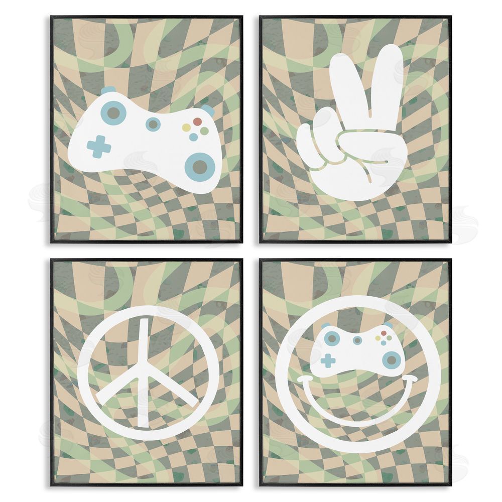 Stupell Studio Retro Video Gaming Symbols Black Framed Giclee Wall Art Print