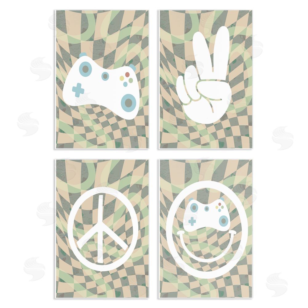 Stupell Studio Retro Video Gaming Symbols Wooden Wall Plaque Art Print