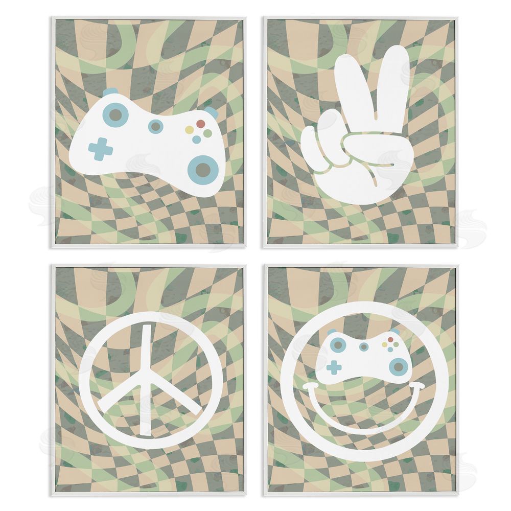 Stupell Studio Retro Video Gaming Symbols White Framed Giclee Wall Art Print