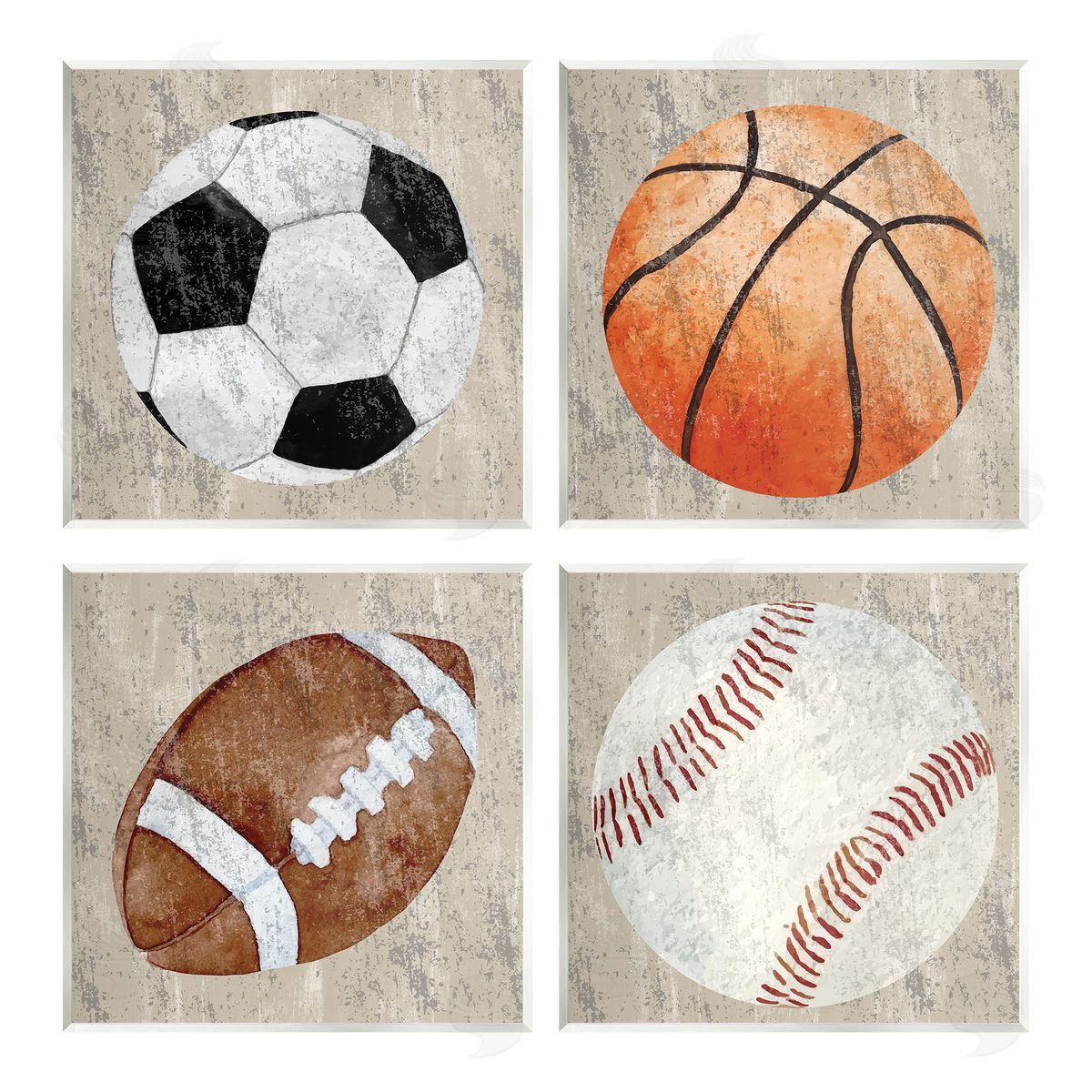Kim Allen Various Rustic Sports Balls Wooden Wall Plaque Art Print