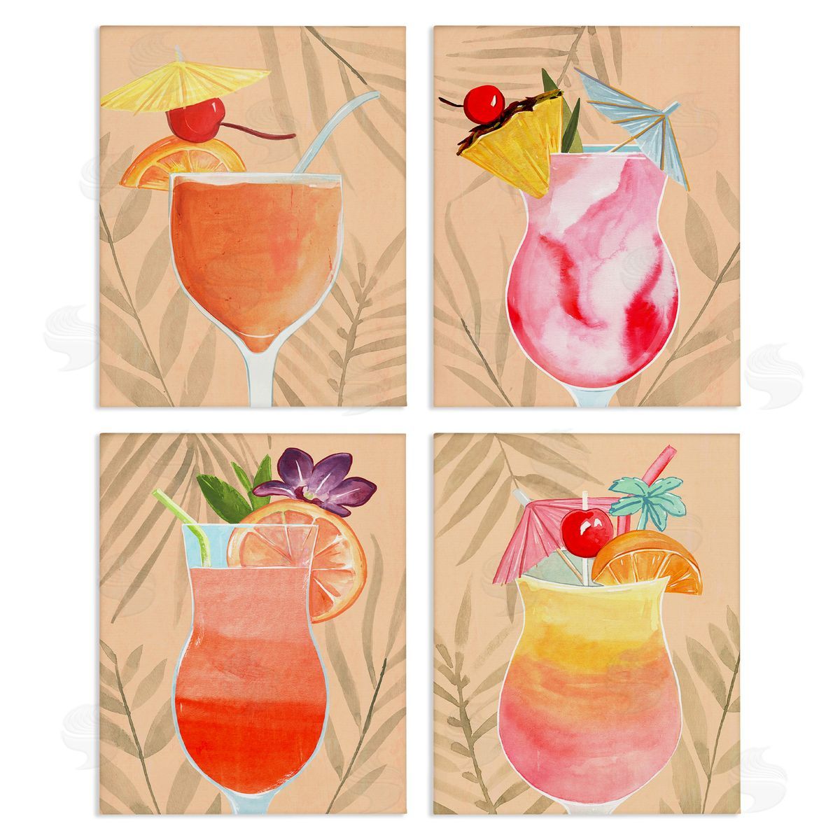 Annie Warren Tropical Fruit Cocktails Canvas Wall Art Print