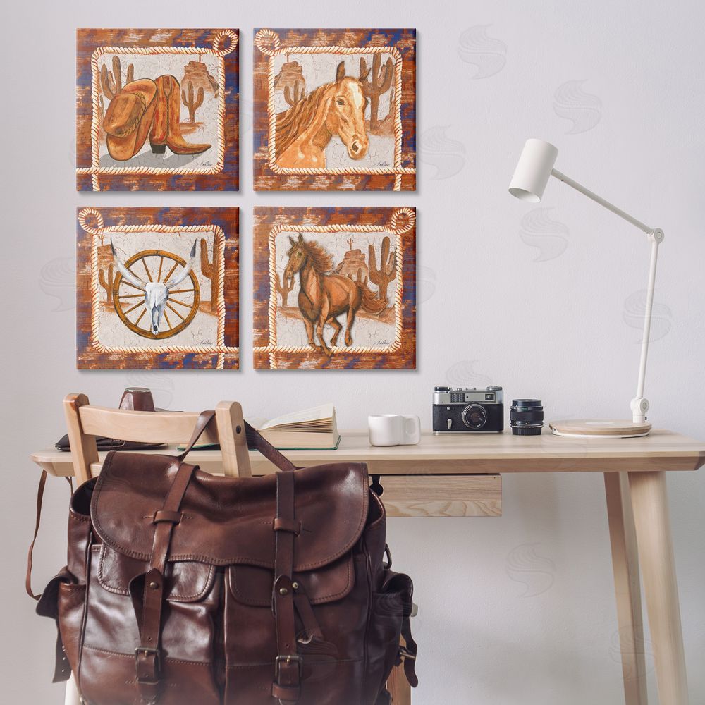 Gina Ritter Western Rodeo Scenes Canvas Wall Art Print in Room