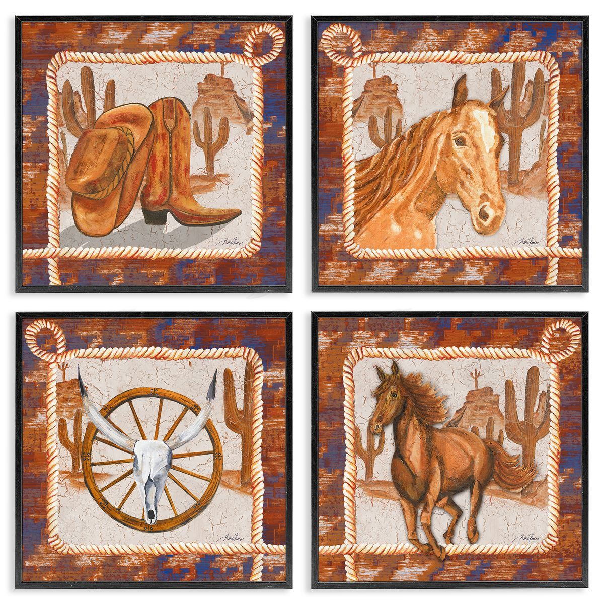 Gina Ritter Western Rodeo Scenes Black Framed Giclee Wall Art Print