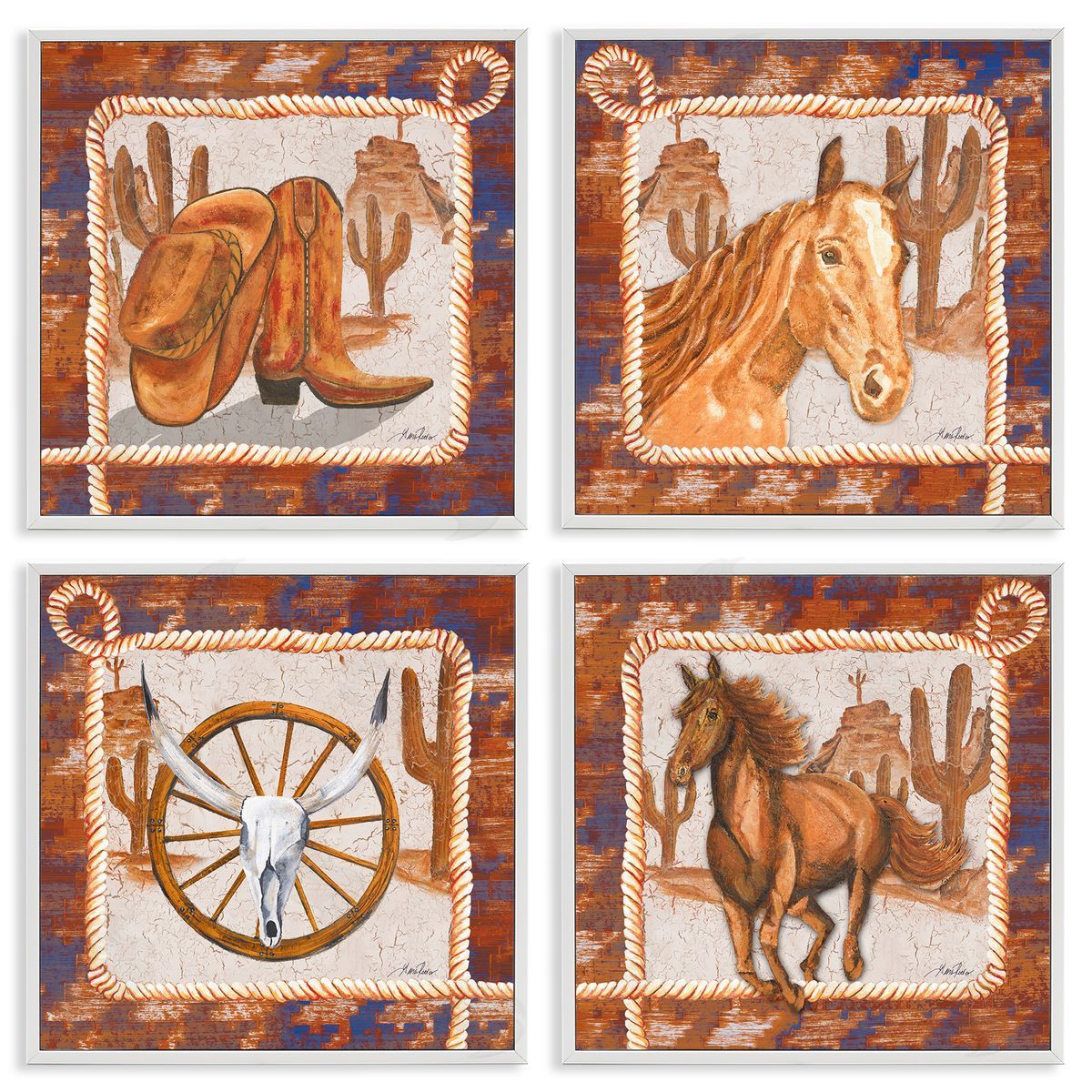 Gina Ritter Western Rodeo Scenes White Framed Giclee Wall Art Print