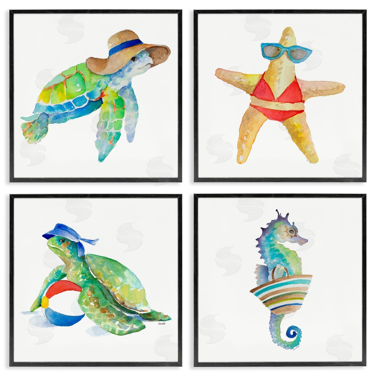Lanie Loreth Summer Beach Creatures Black Framed Giclee Wall Art Print