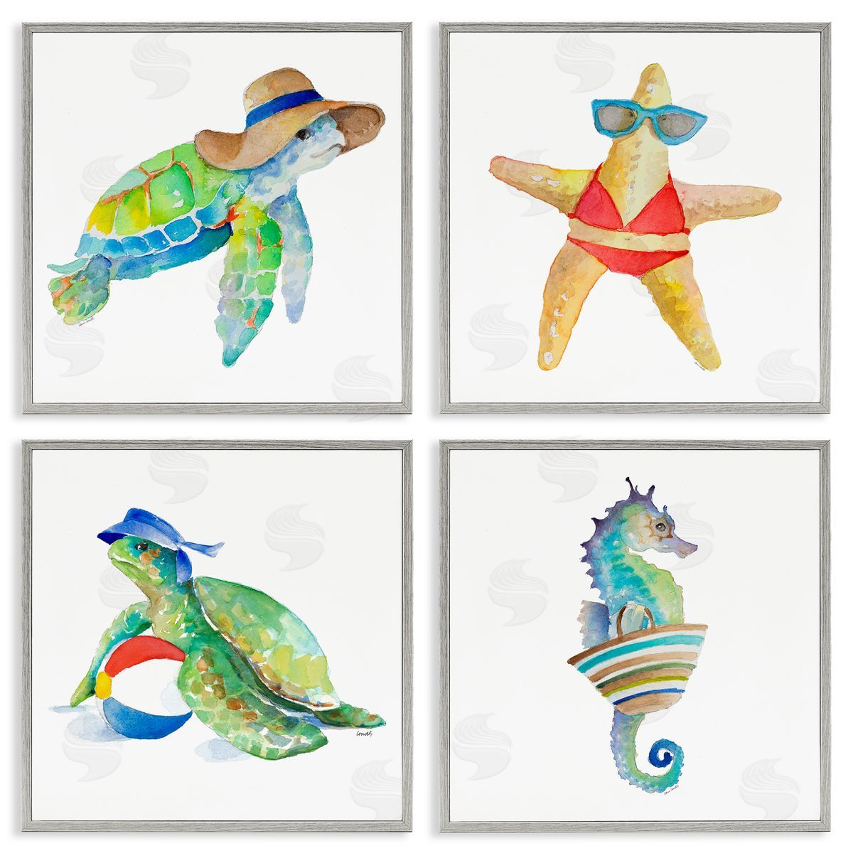 Lanie Loreth Summer Beach Creatures Gray Framed Giclee Wall Art Print