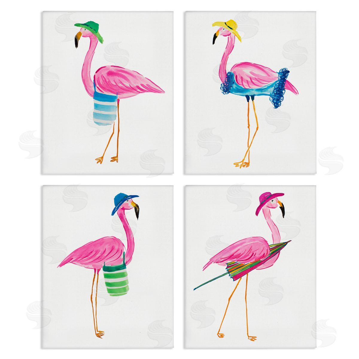 Fun Beach Flamingos Canvas Wall Art, Home Decor by Julie DeRice