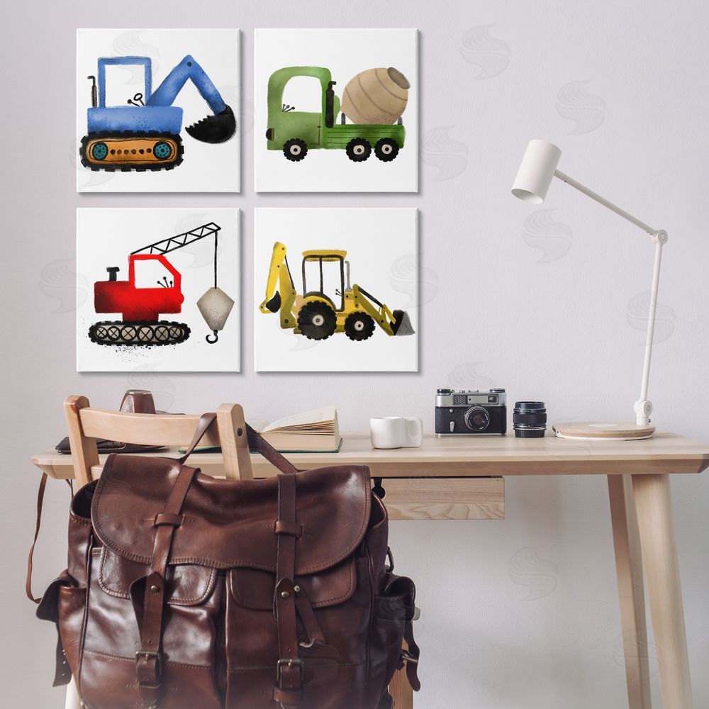 Elizabeth Medley Varied Construction Vehicles Canvas Wall Art Print in Room