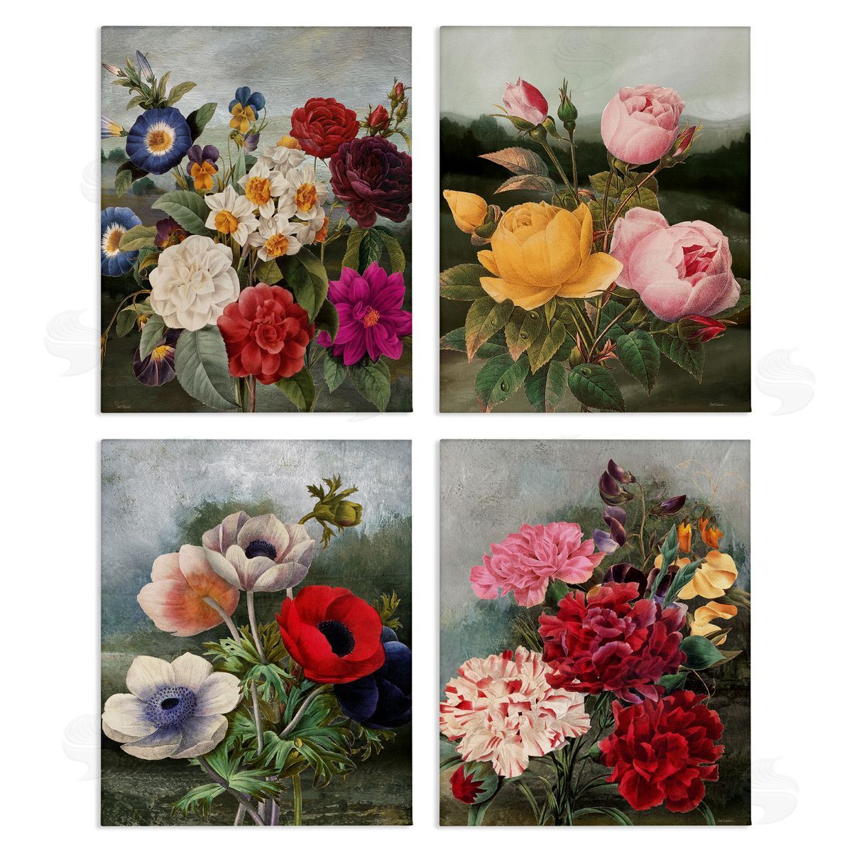Vintage Cottage Blooms Canvas Wall Art, Home Decor by Carol Robinson