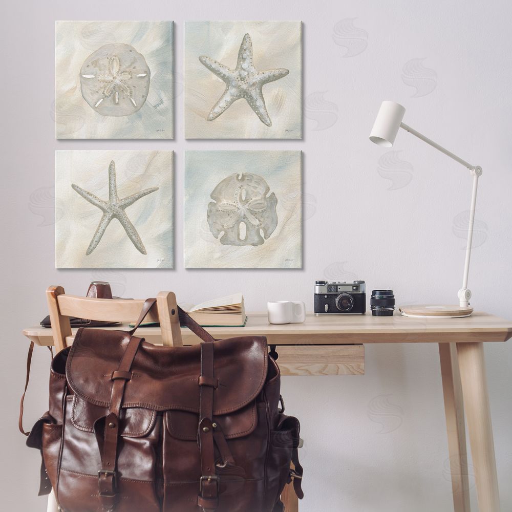 Yvette St. Amant Neutral Starfish & Sand Dollars Canvas Wall Art Print in Room