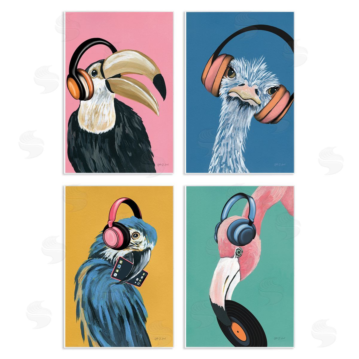 Musical Tropical Birds Wood Plaque Wall Art, Home Decor by Yvette St. Amant