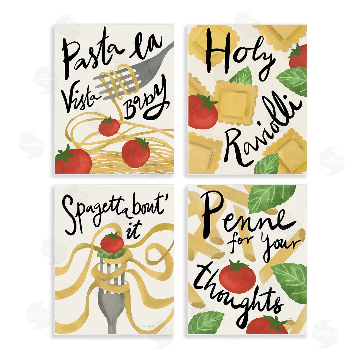 Funny Pasta Puns Wood Plaque Wall Art, Home Decor by Farida Zaman
