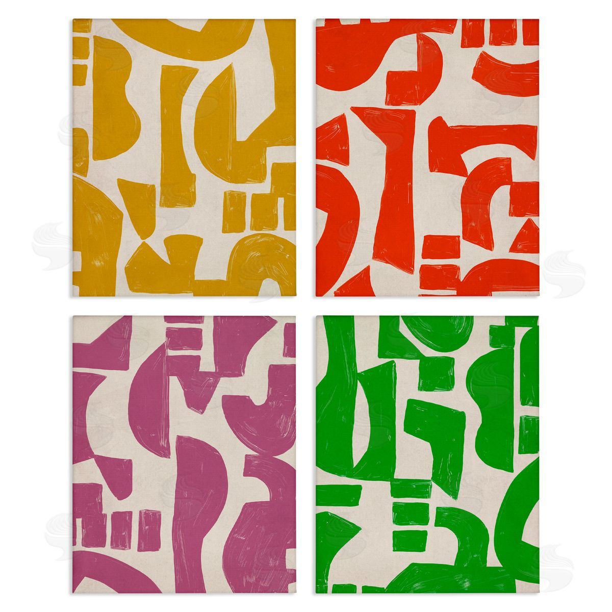 Contemporary Shapes Collage Canvas Wall Art, Home Decor by June Erica Vess