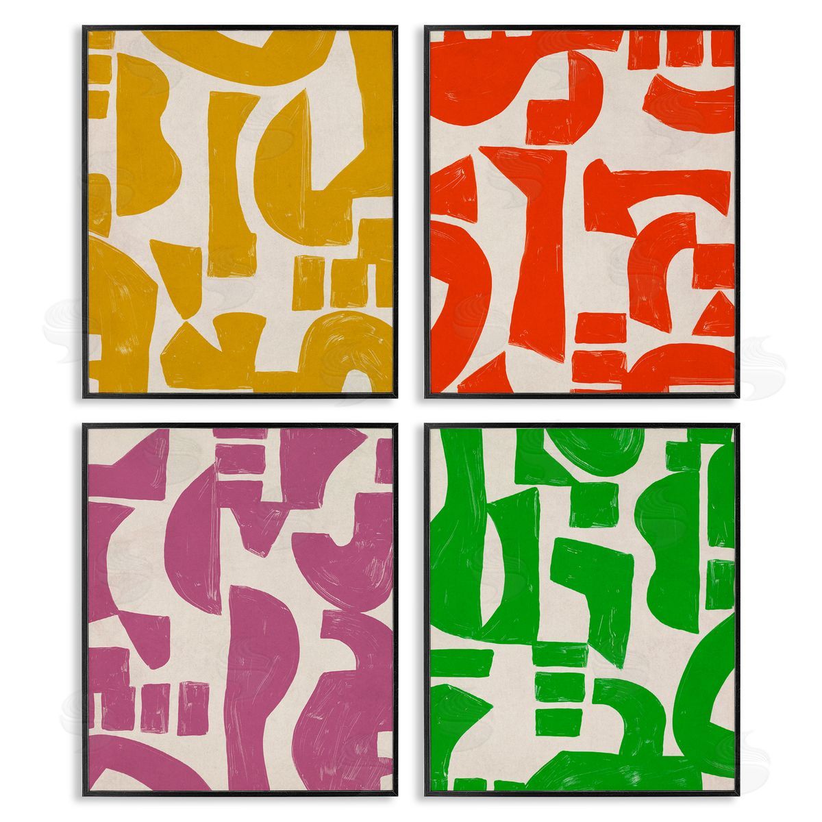 Contemporary Shapes Collage Black Frame Print Wall Art, Home Decor by June Erica Vess