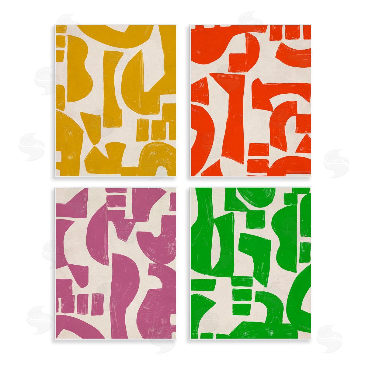 Contemporary Shapes Collage Wood Plaque Wall Art, Home Decor by June Erica Vess