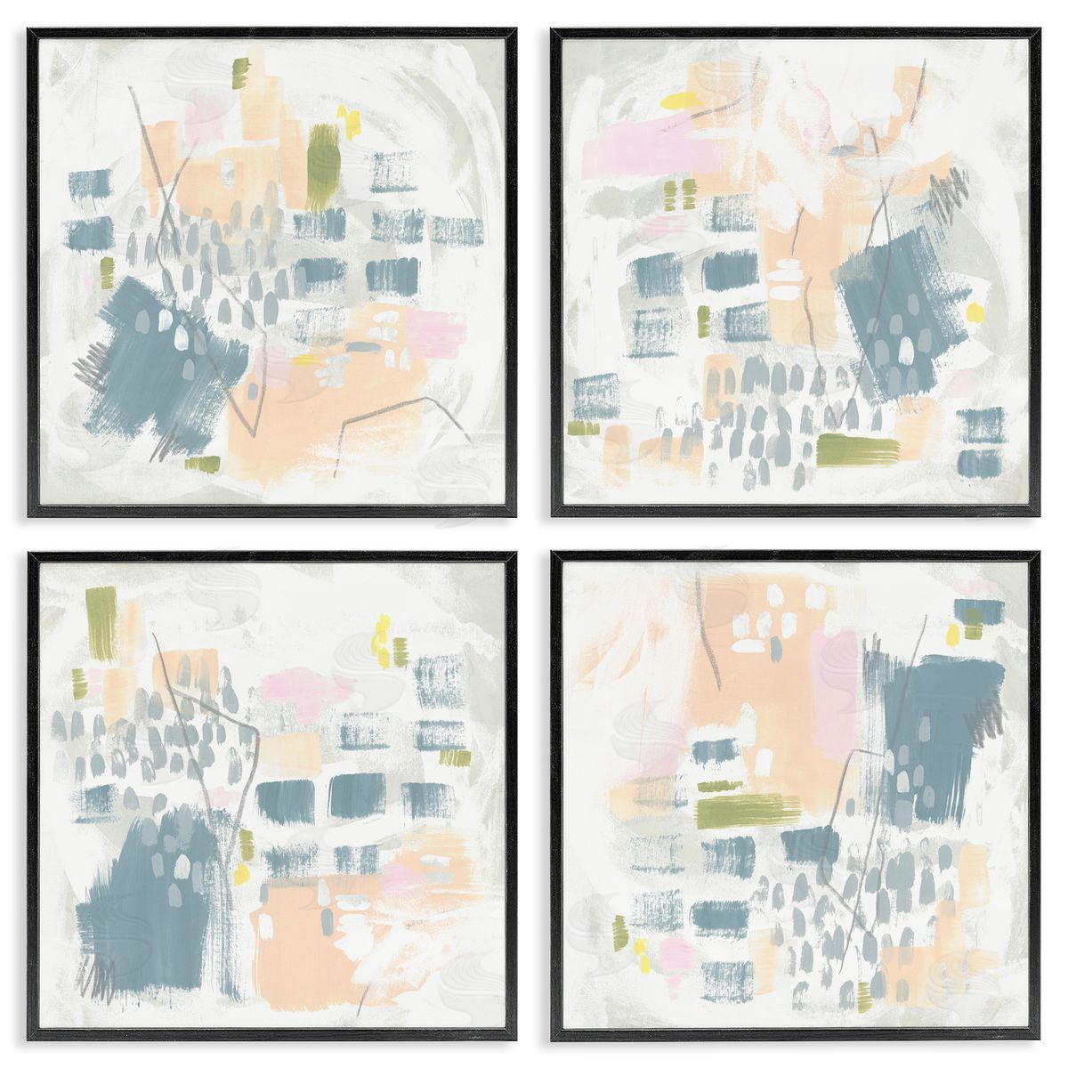 June Erica Vess Soft Chaotic Collage Black Framed Giclee Wall Art Print