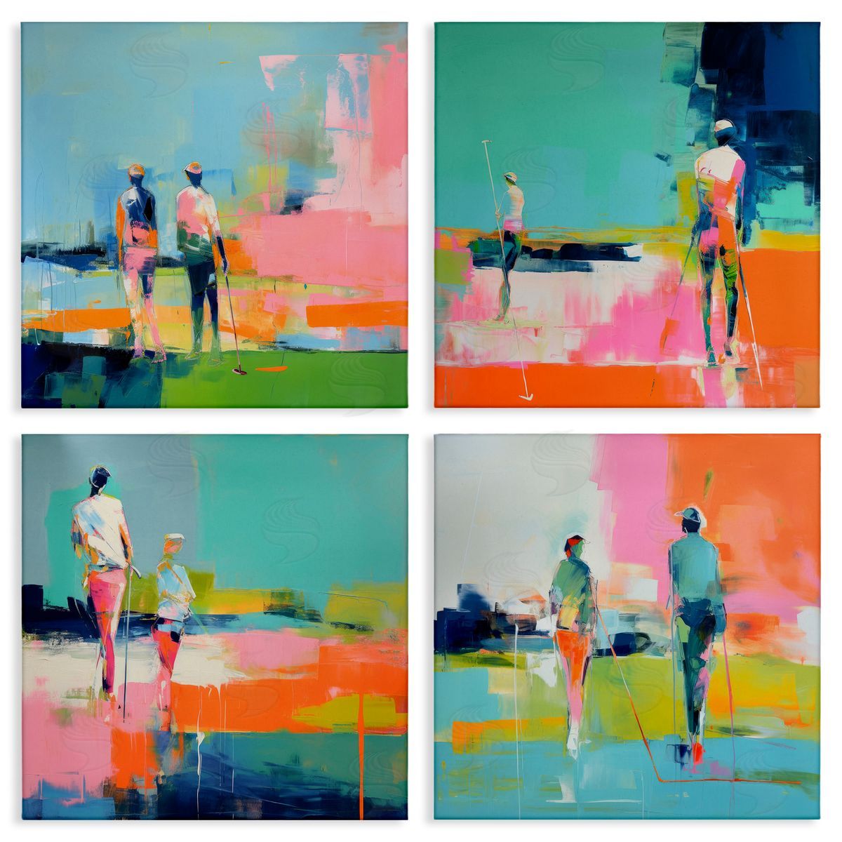 Irena Orlov People on Golf Course Canvas Wall Art Print
