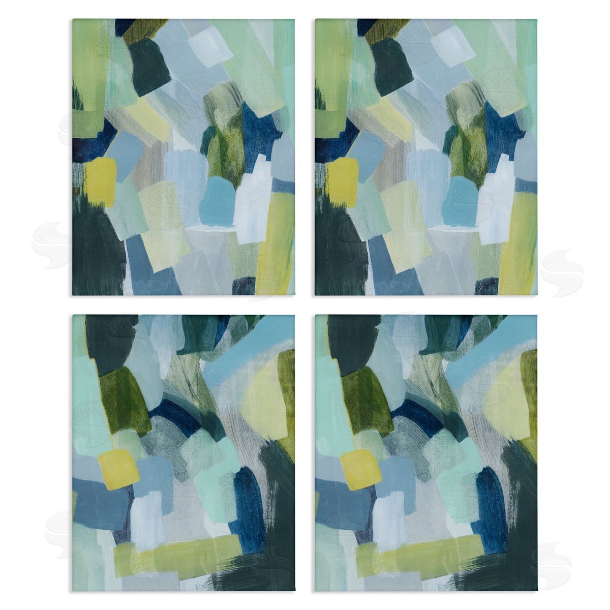 Blue Green Paint Strokes Canvas Wall Art, Home Decor by Grace Popp