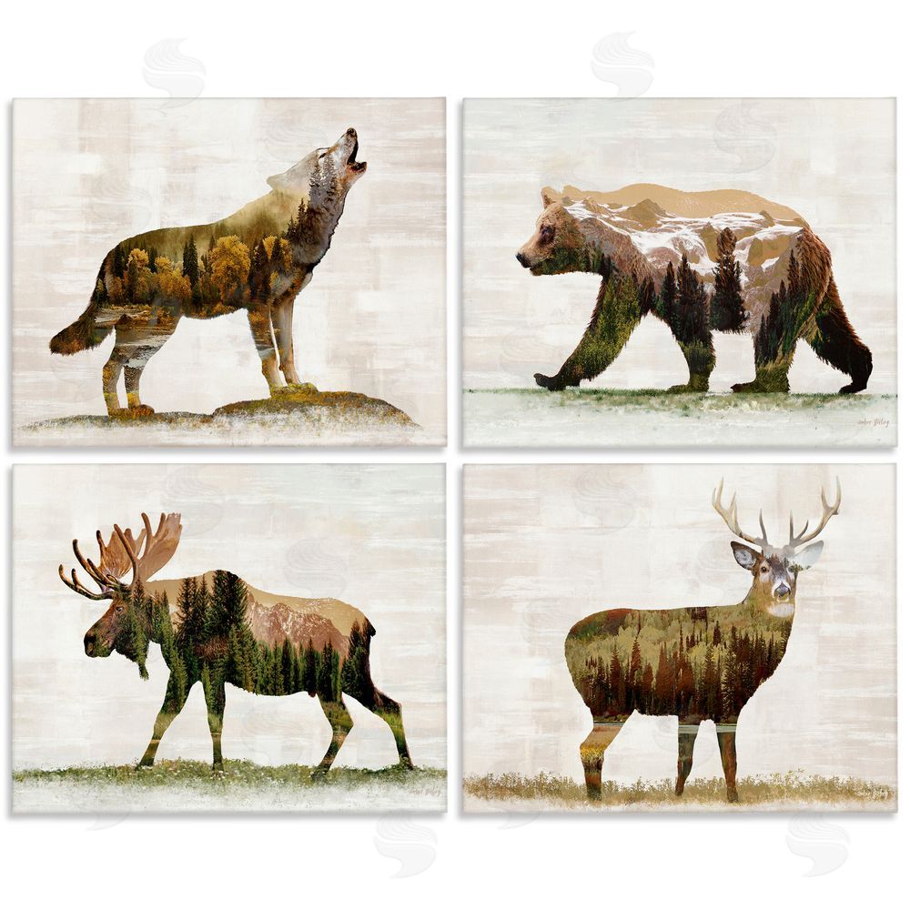 Amber Sterling Woodland Animals Rustic Pattern Canvas Wall Art Print