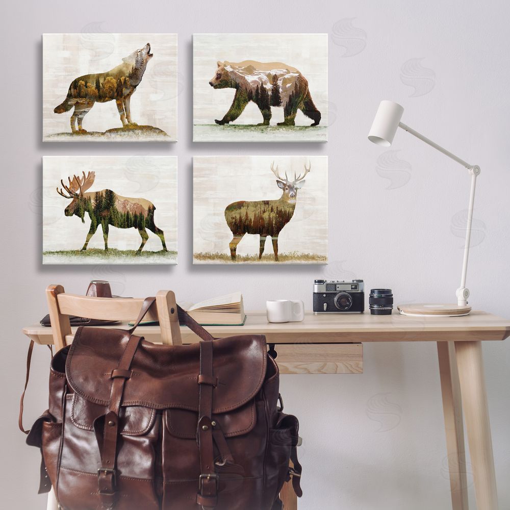Amber Sterling Woodland Animals Rustic Pattern Canvas Wall Art Print in Room
