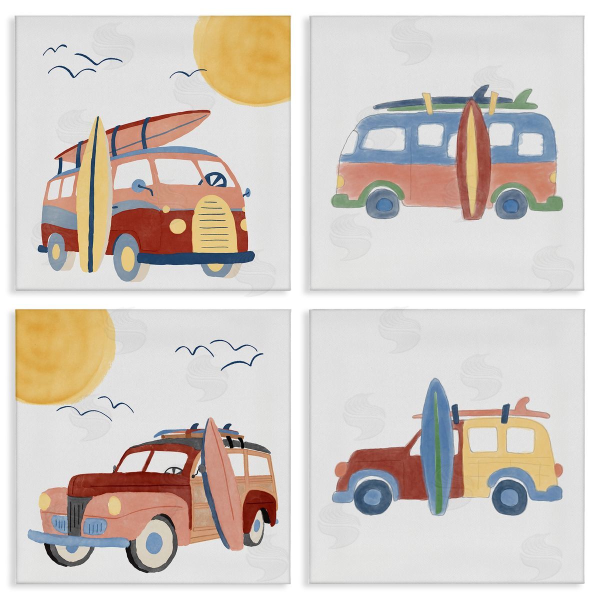 Carrie Cantwell Beach Surf Vehicles Canvas Wall Art Print