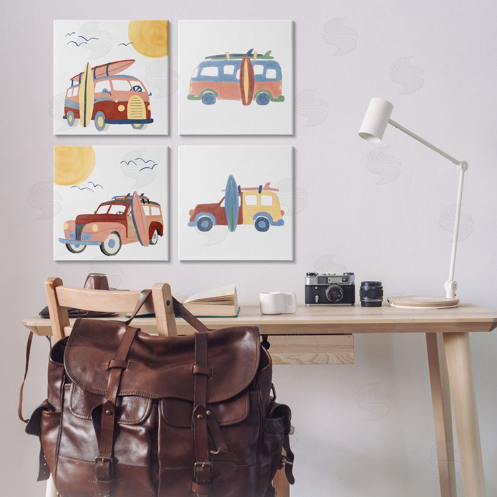 Carrie Cantwell Beach Surf Vehicles Canvas Wall Art Print in Room