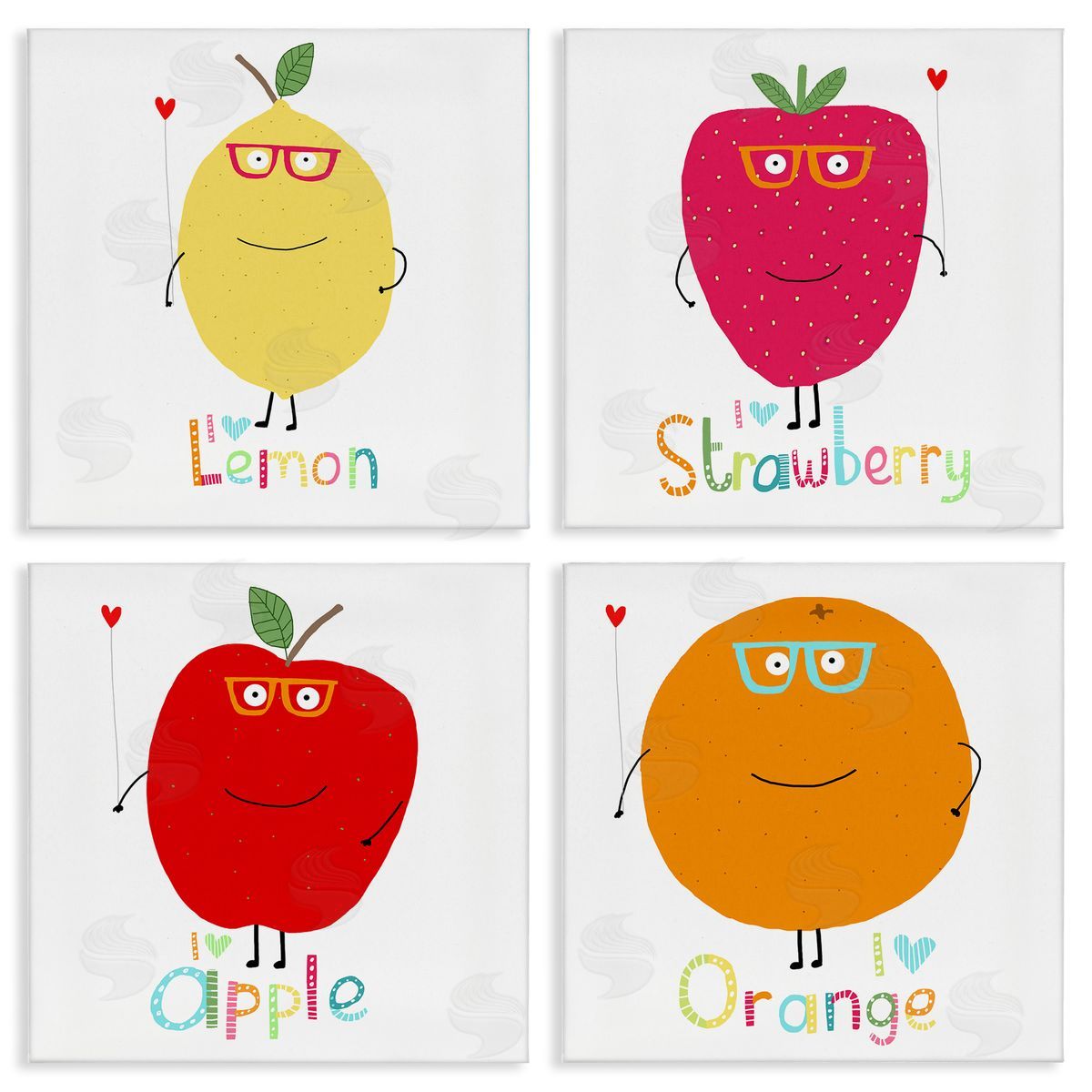 Carla Daly Whimsical Hipster Fruits Canvas Wall Art Print