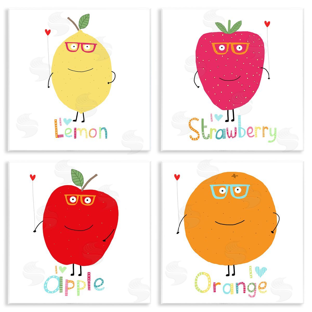 Carla Daly Whimsical Hipster Fruits Wooden Wall Plaque Art Print
