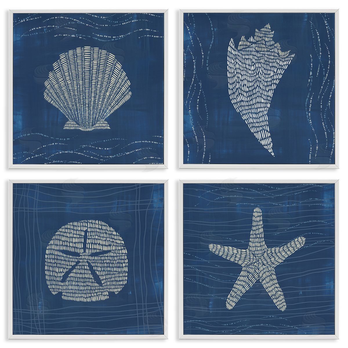 Jetty Home LLC Patterned Sea Life Portraits White Framed Giclee Wall Art Print