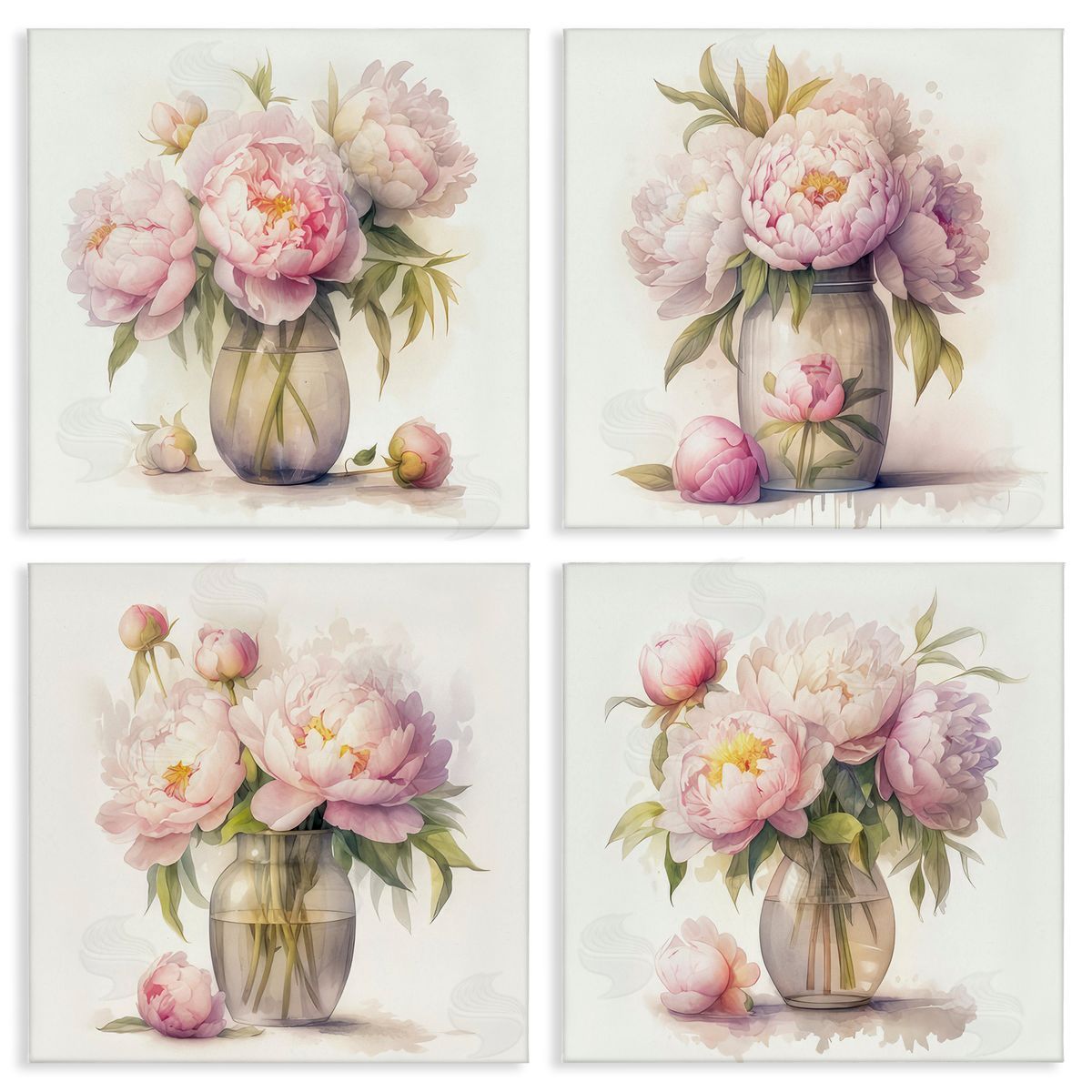 LSR Design Studio Pretty Pink Peonies Canvas Wall Art Print