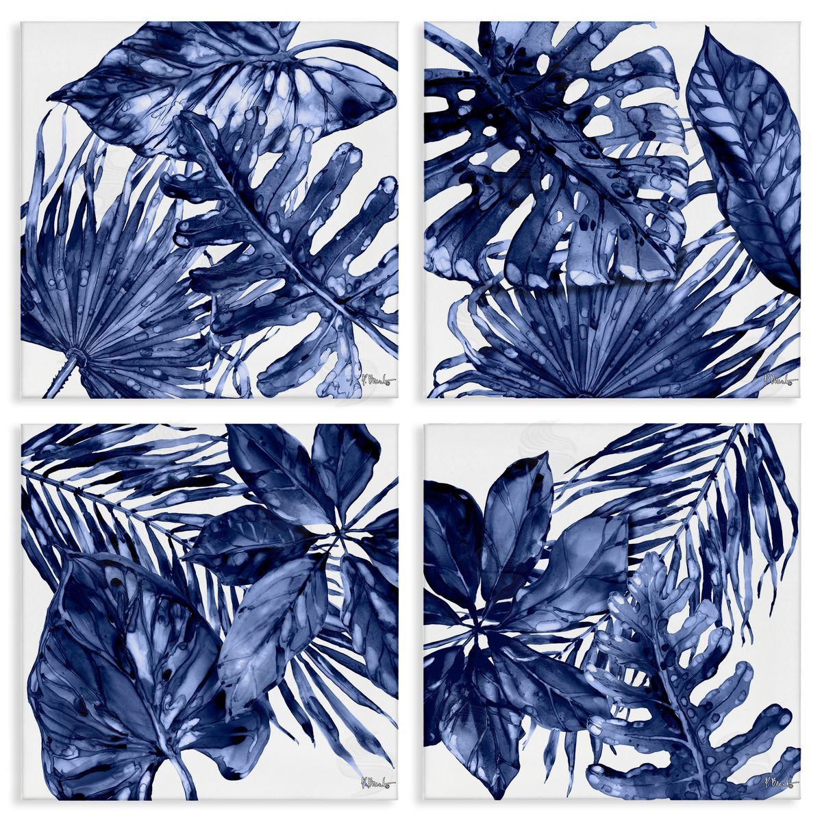 Paul Brent Blue Hued Palm Fronds Canvas Wall Art Print