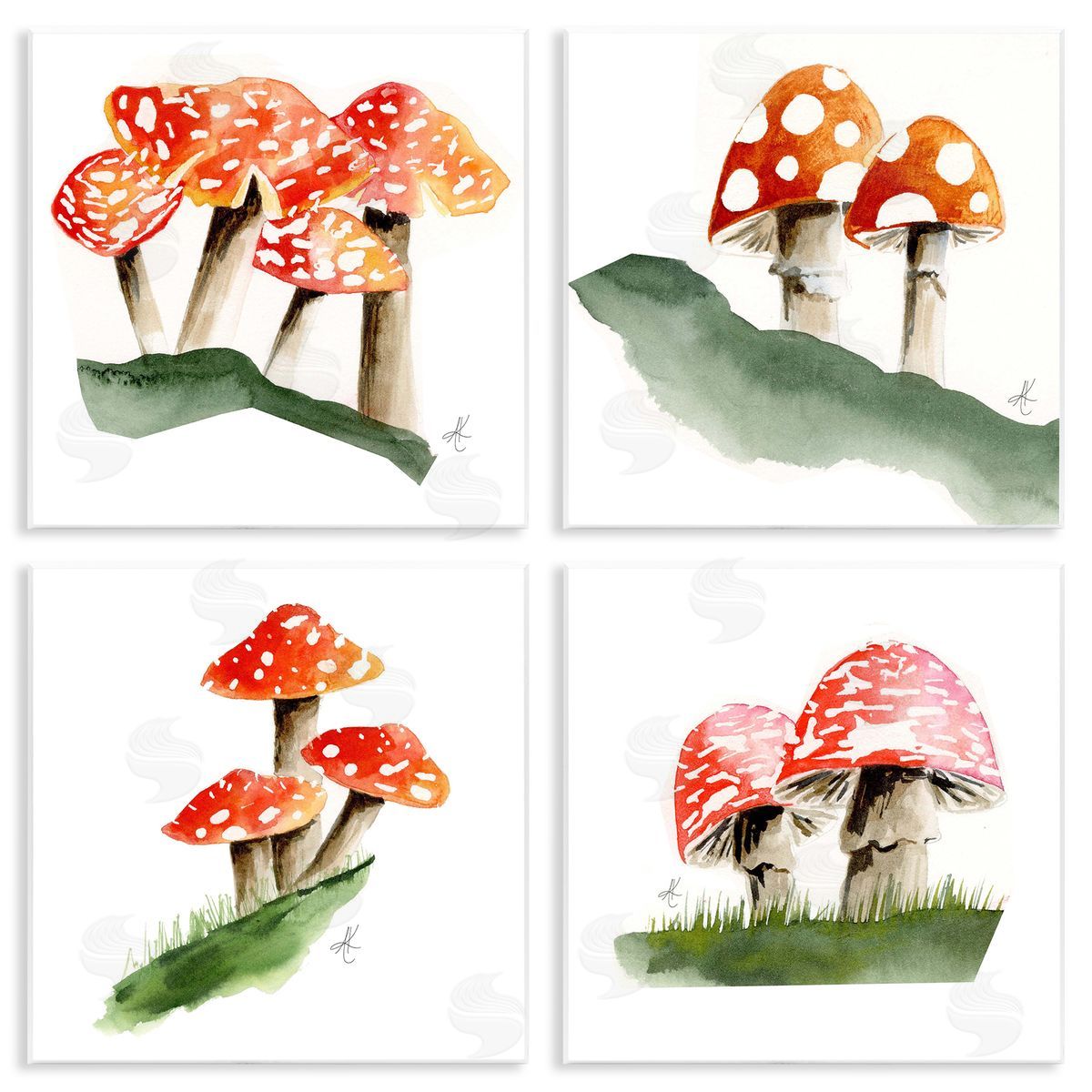 Alexandria Gilbert Kincaid Red Spotted Mushrooms Wooden Wall Plaque Art Print