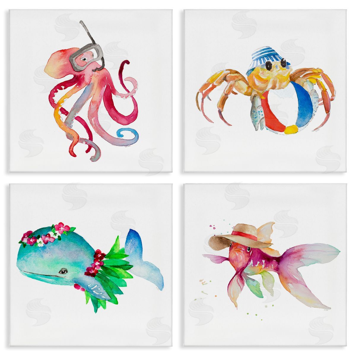 Samantha Carter Sea Creatures at Beach Canvas Wall Art Print