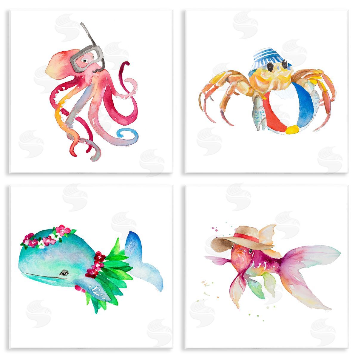 Samantha Carter Sea Creatures at Beach Wooden Wall Plaque Art Print