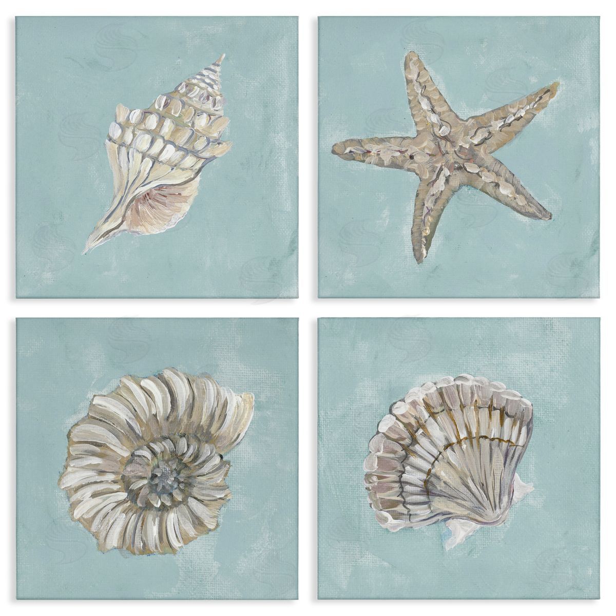 Julie DeRice Beige & Blue Sea Life Canvas Wall Art Print