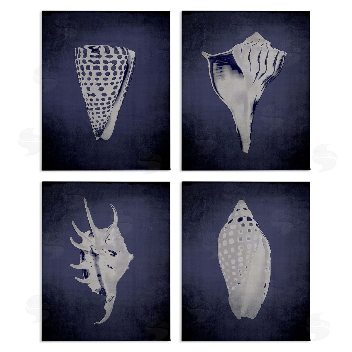 Shells on Indigo Gradient Canvas Wall Art, Home Decor by Graffi*tee Studios