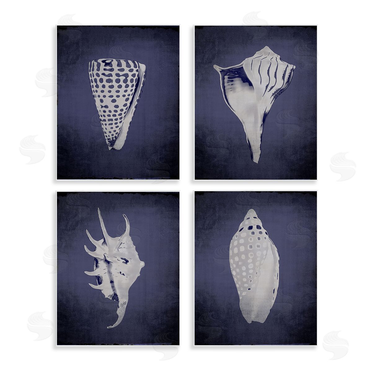 Shells on Indigo Gradient Wood Plaque Wall Art, Home Decor by Graffi*tee Studios