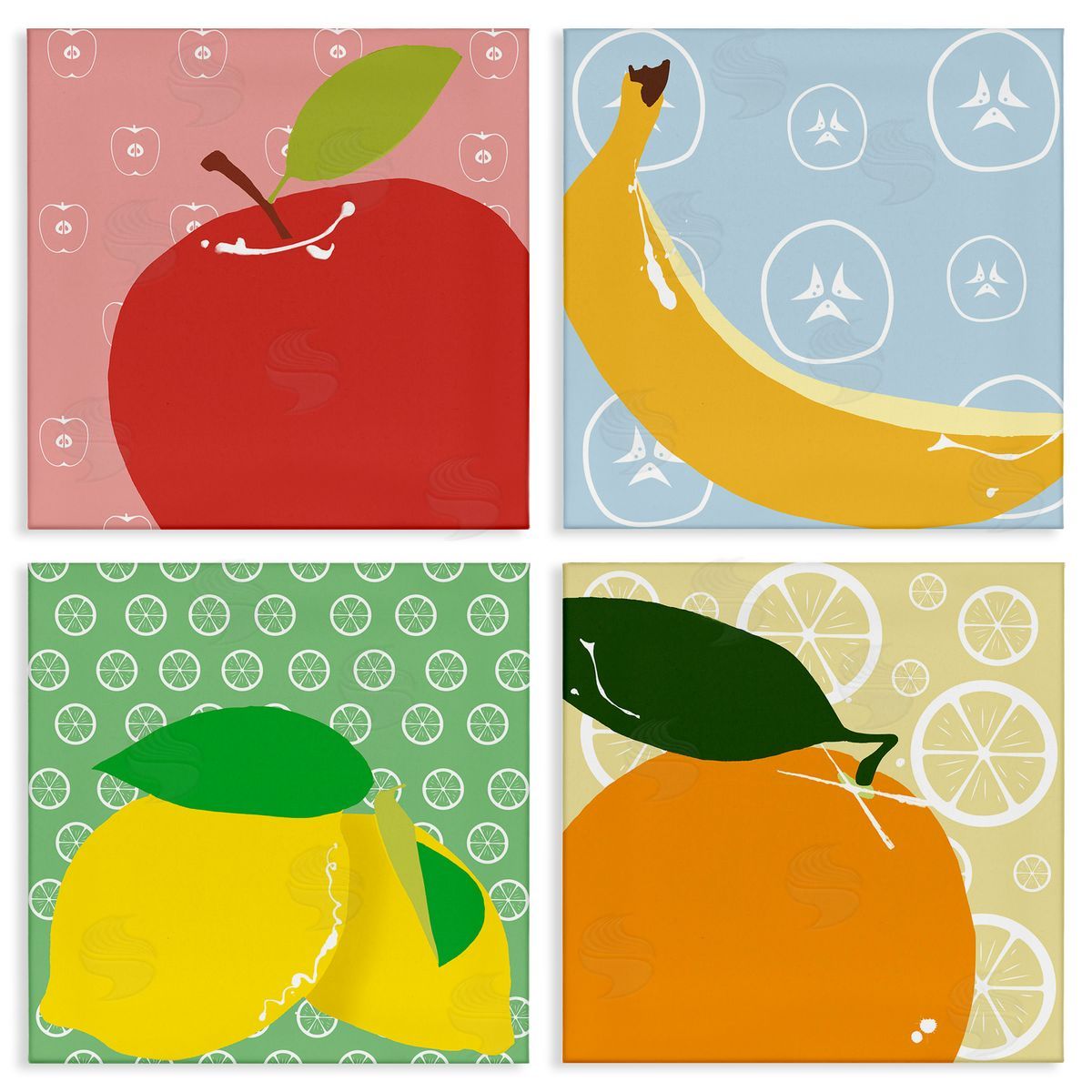 Bright Kitchen Fruits Canvas Wall Art, Home Decor by Daniela Santiago