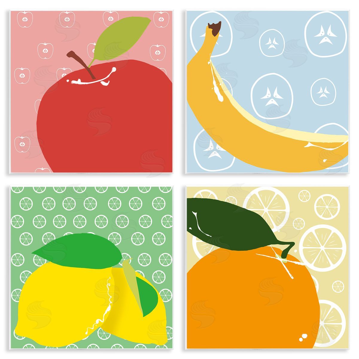 Bright Kitchen Fruits Wood Plaque Wall Art, Home Decor by Daniela Santiago
