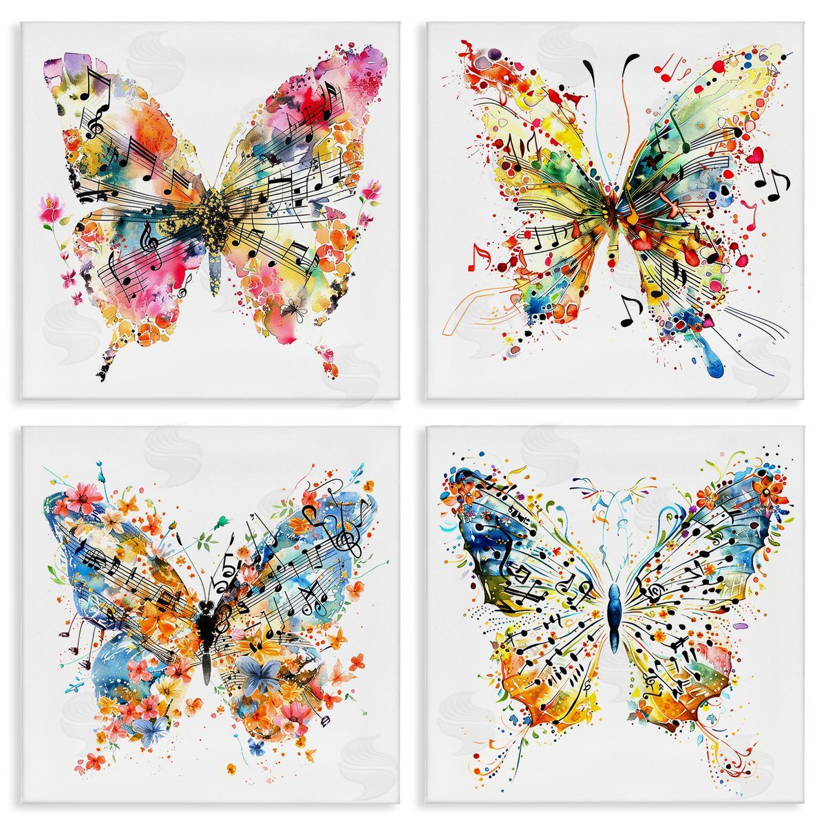 Butterflies with Music Notes Canvas Wall Art, Home Decor by LSR Design Studio