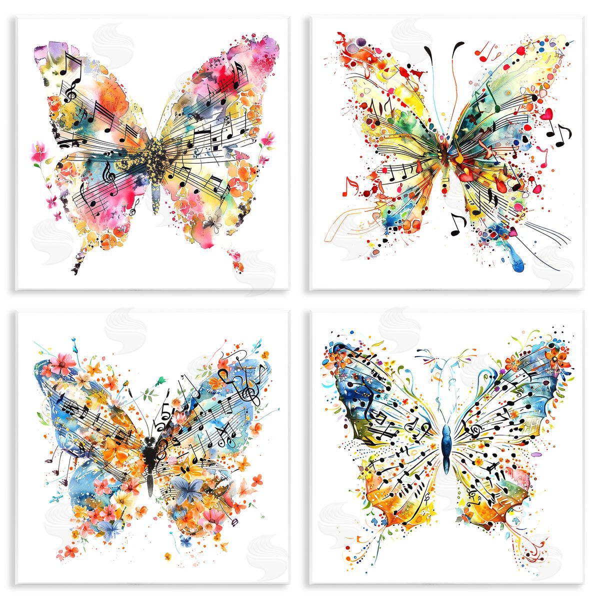 Butterflies with Music Notes Wood Plaque Wall Art, Home Decor by LSR Design Studio