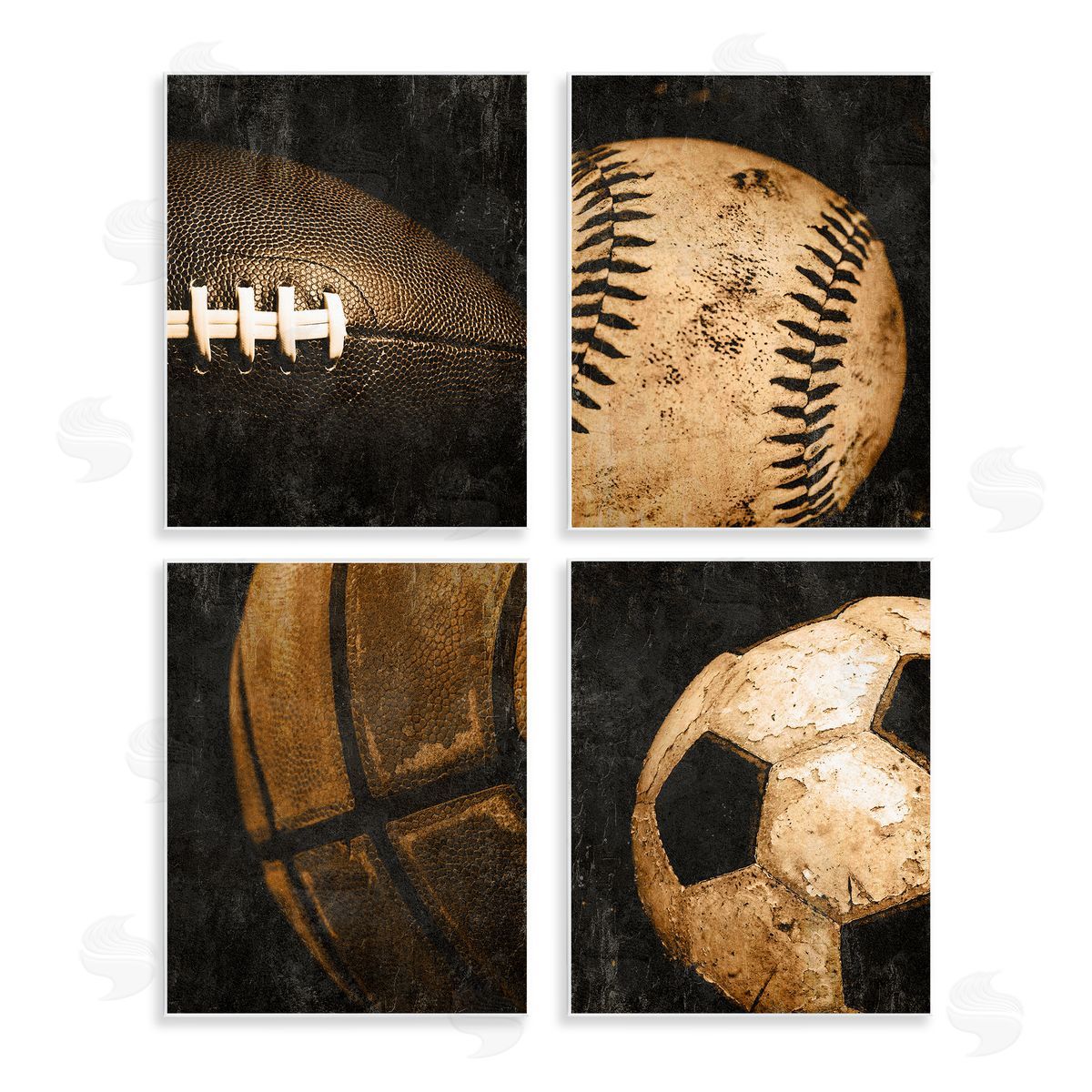 Distressed Vintage Sports Balls Wood Plaque Wall Art, Home Decor by Kim Allen