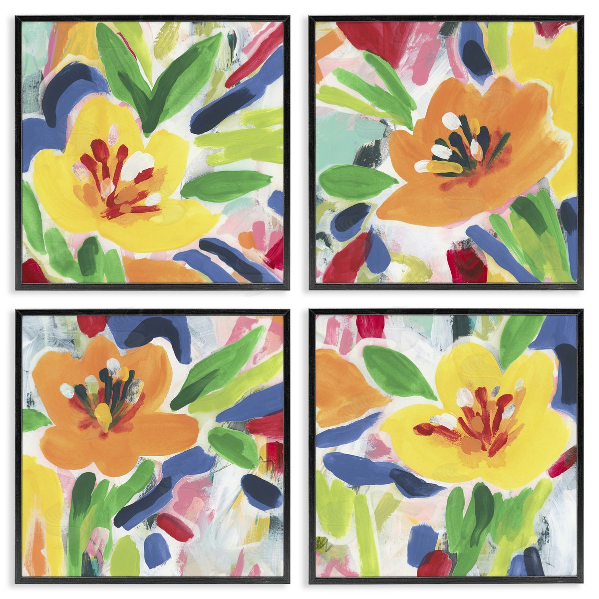 Fresh Vivid Blossoms Black Frame Print Wall Art, Home Decor by June Erica Vess