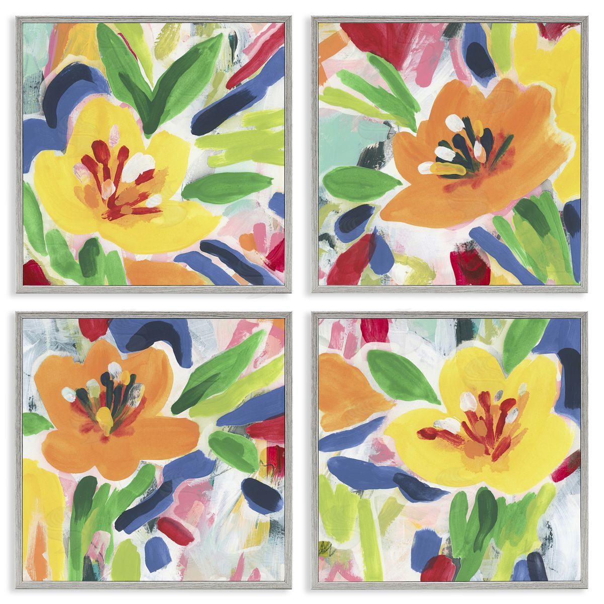 Fresh Vivid Blossoms Grey Frame Print Wall Art, Home Decor by June Erica Vess