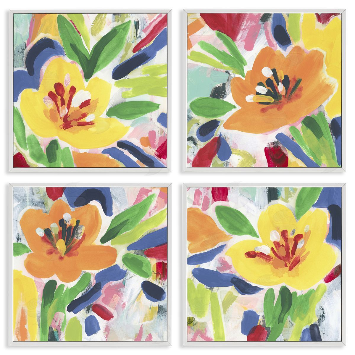 Fresh Vivid Blossoms White Frame Print Wall Art, Home Decor by June Erica Vess