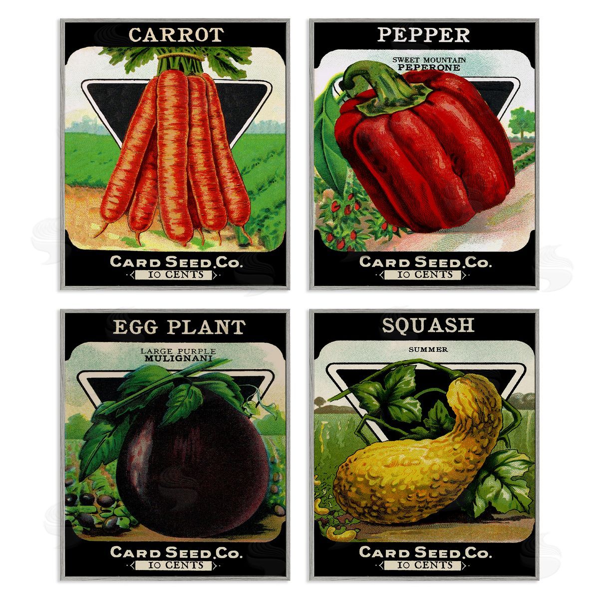 Vintage Farm Garden Vegetables Grey Frame Print Wall Art, Home Decor by Stupell Studio