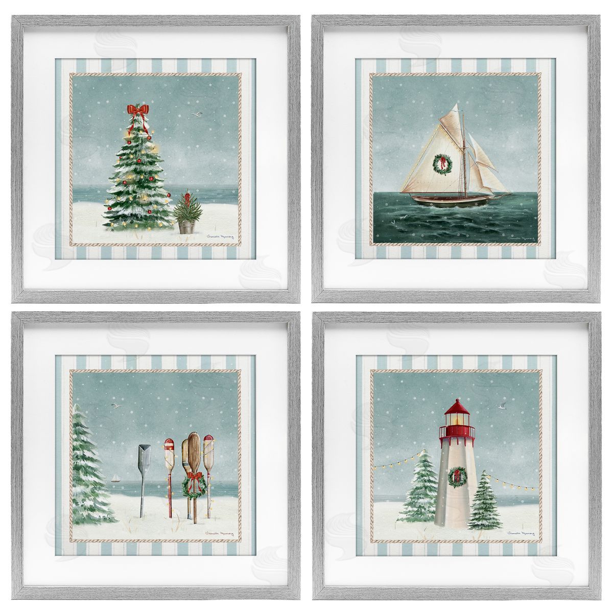 Danielle Murray Nautical Christmas Scenes Canvas Wall Art Print