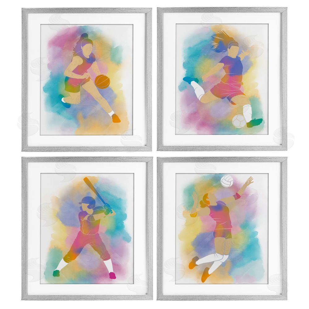 Marcus Prime Colorful Women's Sports Gray Framed Print Under Glass Set