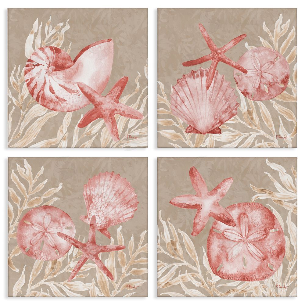 Paul Brent Tampico Shells in Peach Canvas Wall Art Set
